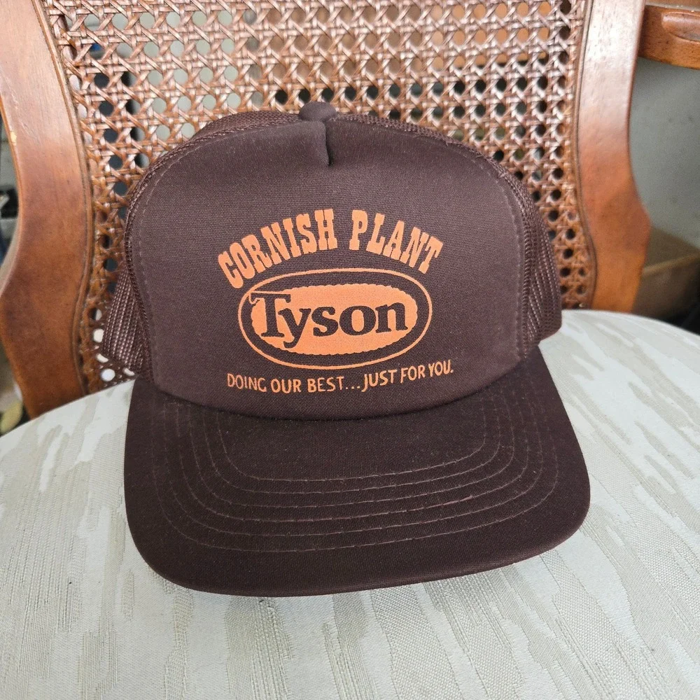 VTG Tyson Cornish Plant Hat Brown YoungAn OSFA Mesh Back Snapback‎ Trucker EUC